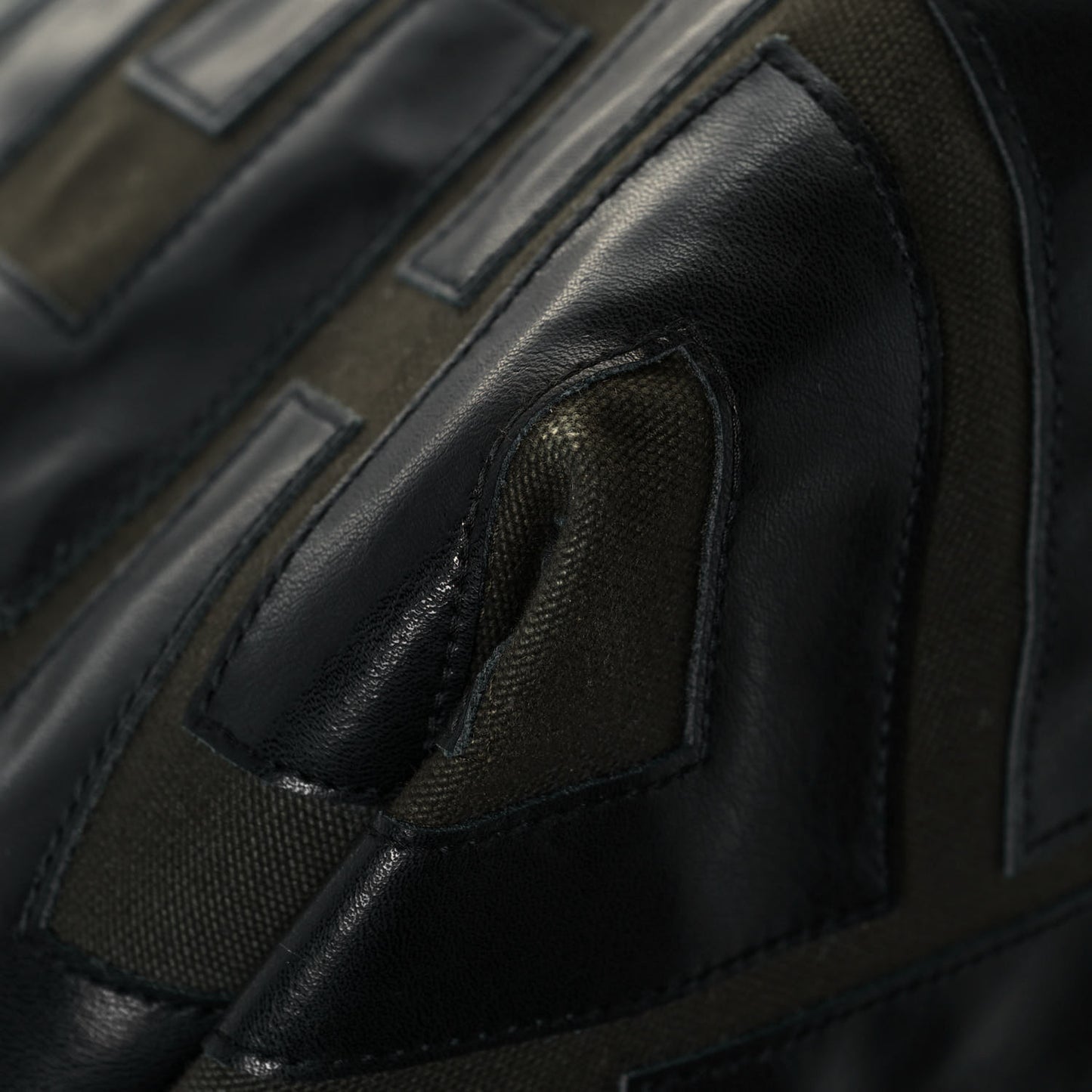 Calfskin Logo Patchwork Cabas Dark Green Black