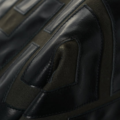 Celine Calfskin Logo Patchwork Cabas Dark Green Black 9 of 15