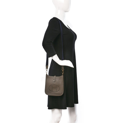 Hermes Taurillon Clemence Amazone Evelyne TPM Etoupe Bleu Indigo 2 of 10