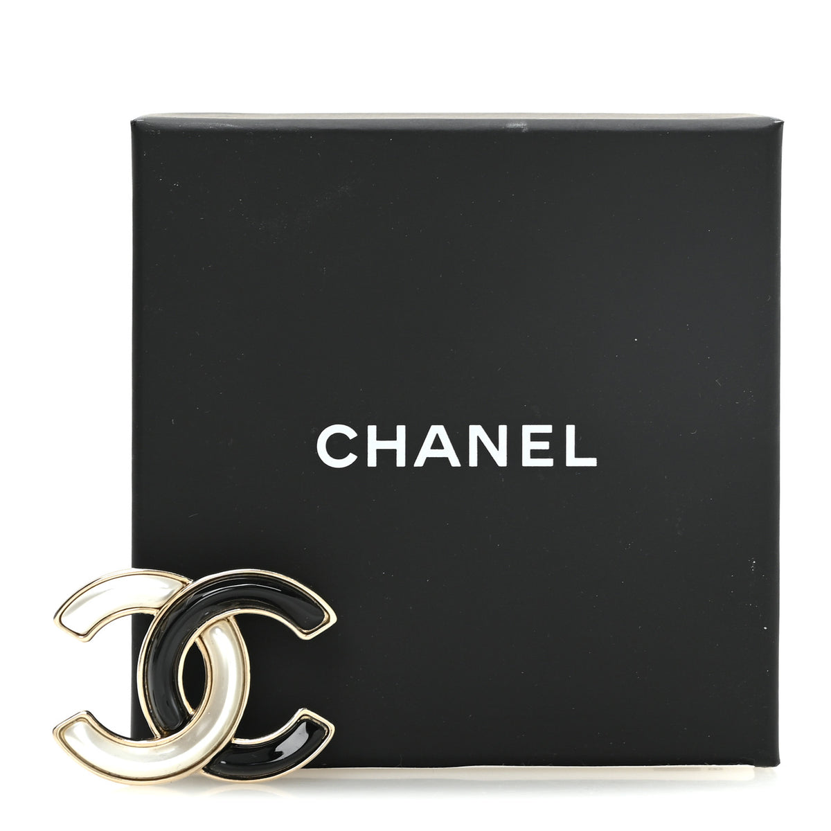 Chanel Enamel CC Brooch Black White 4 of 4