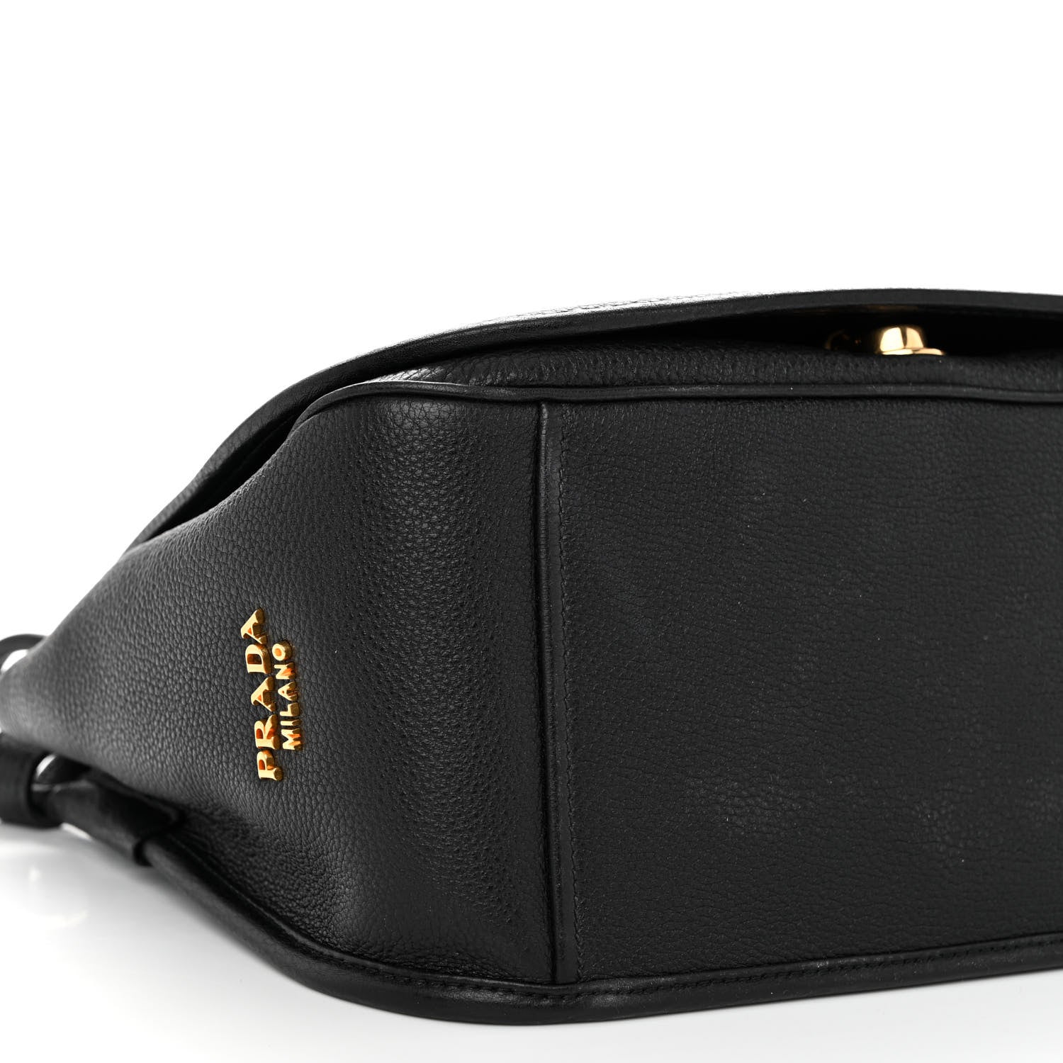 Prada Vitello Daino Embossed Logo Flap Shoulder Bag Black 7 of 8