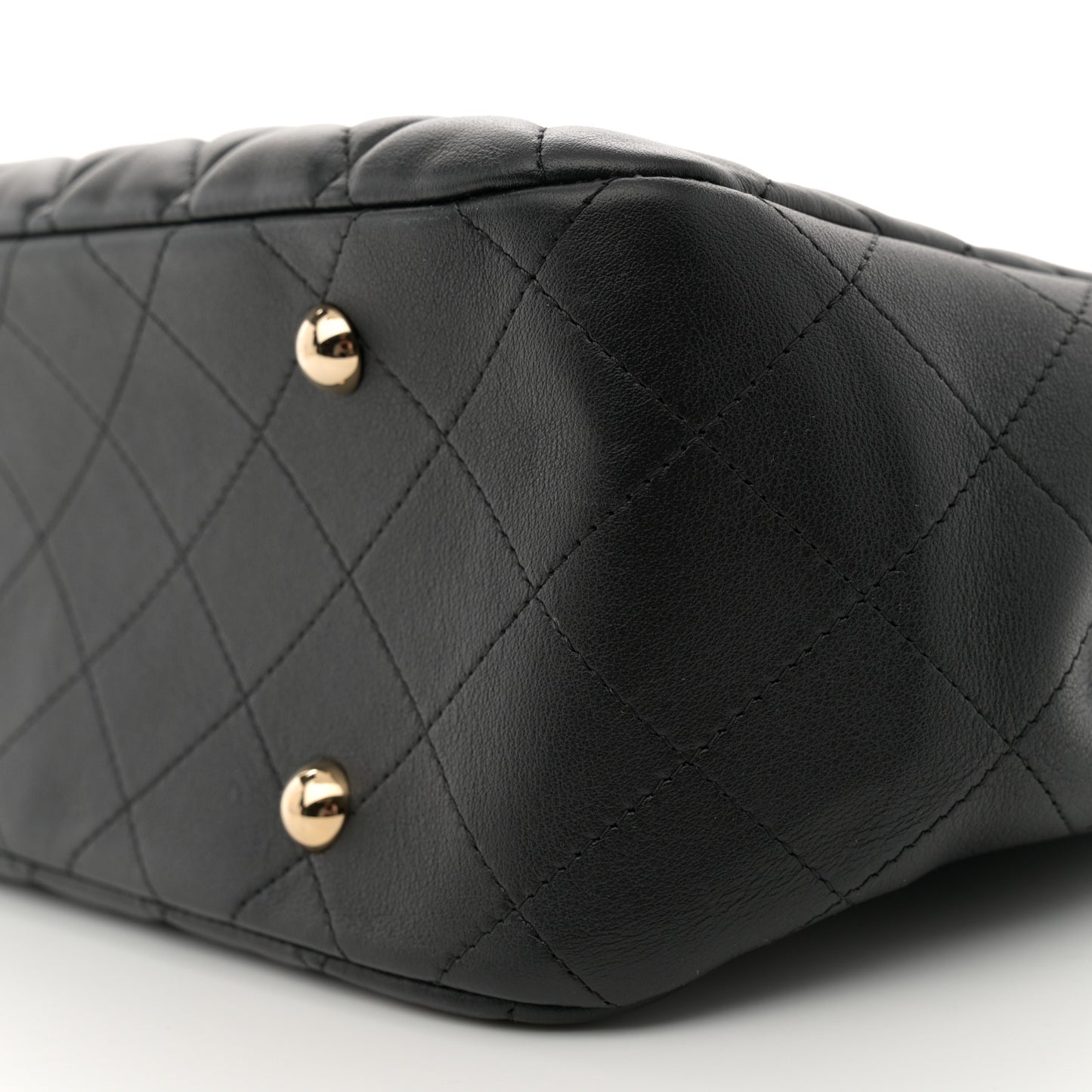 Calfskin Quilted Large CC Shopping Tote  Black