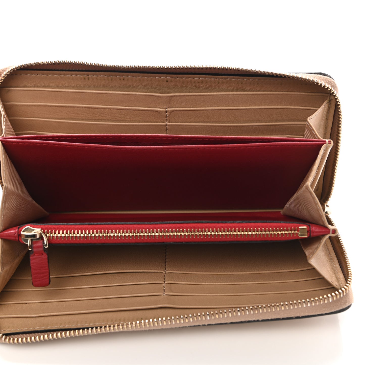 Nappa Rockstud Spike Zip Around Wallet Camel Rose
