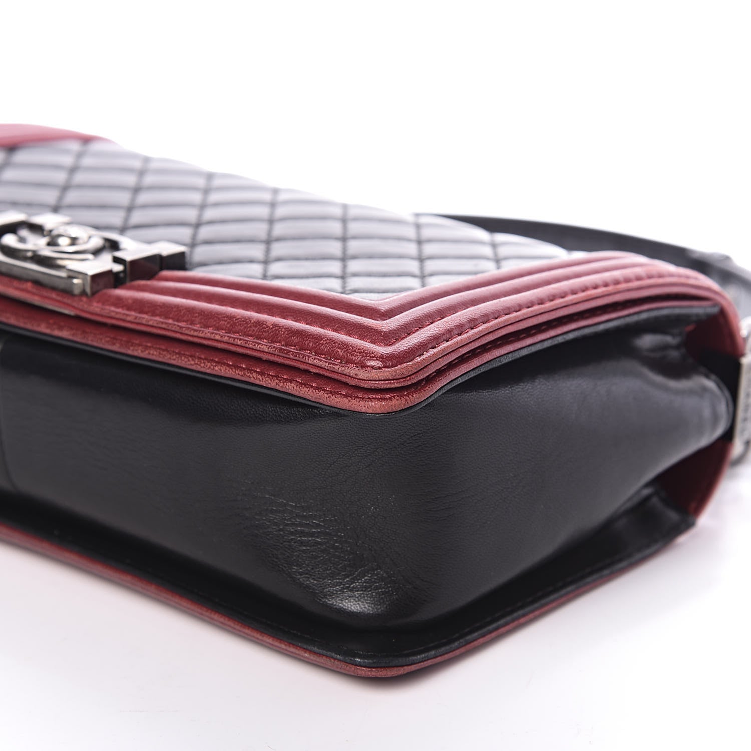 Chanel Lambskin Quilted Medium Boy Flap Black Red 7 of 14