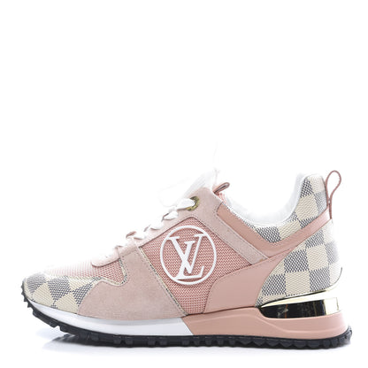 Louis Vuitton Suede Damier Azur Run Away Sneakers 35 Pink 1 of 9