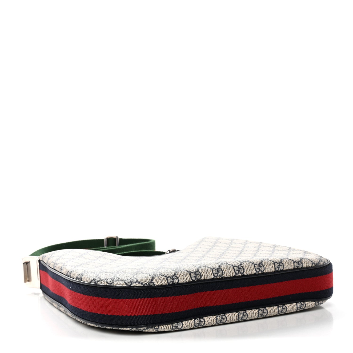 Gucci GG Supreme Monogram Textured Calfskin Web Large Attache Shoulder Bag Beige Blue 4 of 10