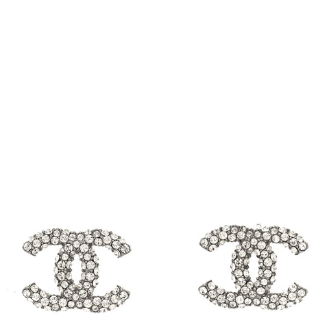 Crystal CC Treasure Chest Earrings Silver