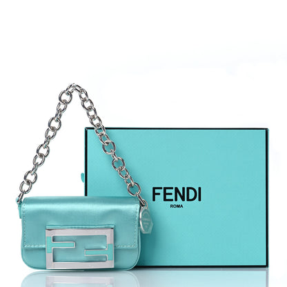 Fendi X TIFFANY Satin Silk Sterling Silver Nano Maxi Buckle Baguette Tiffany Blue 17 of 17