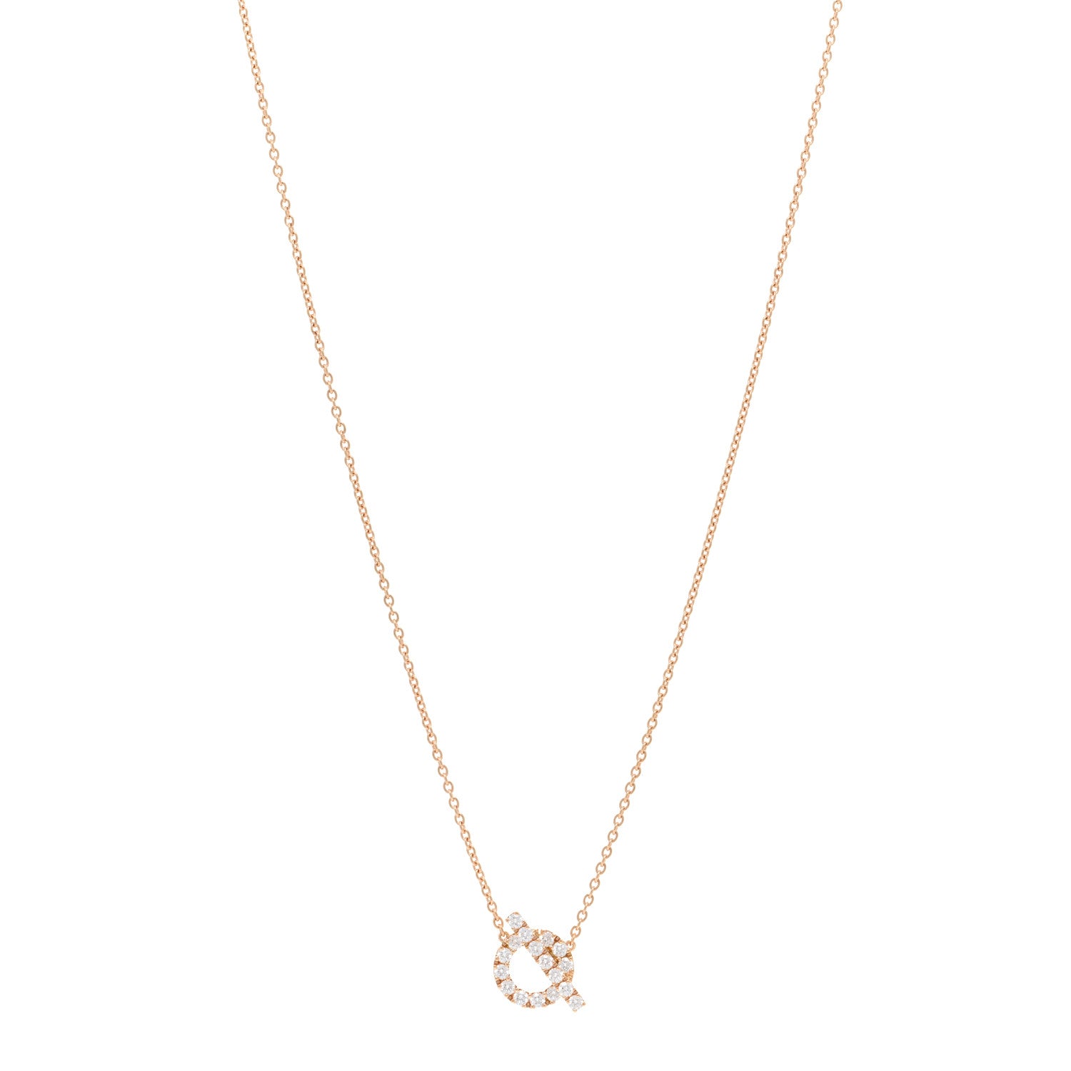 Hermes 18K Rose Gold Diamond Finesse Pendant Necklace 1 of 5