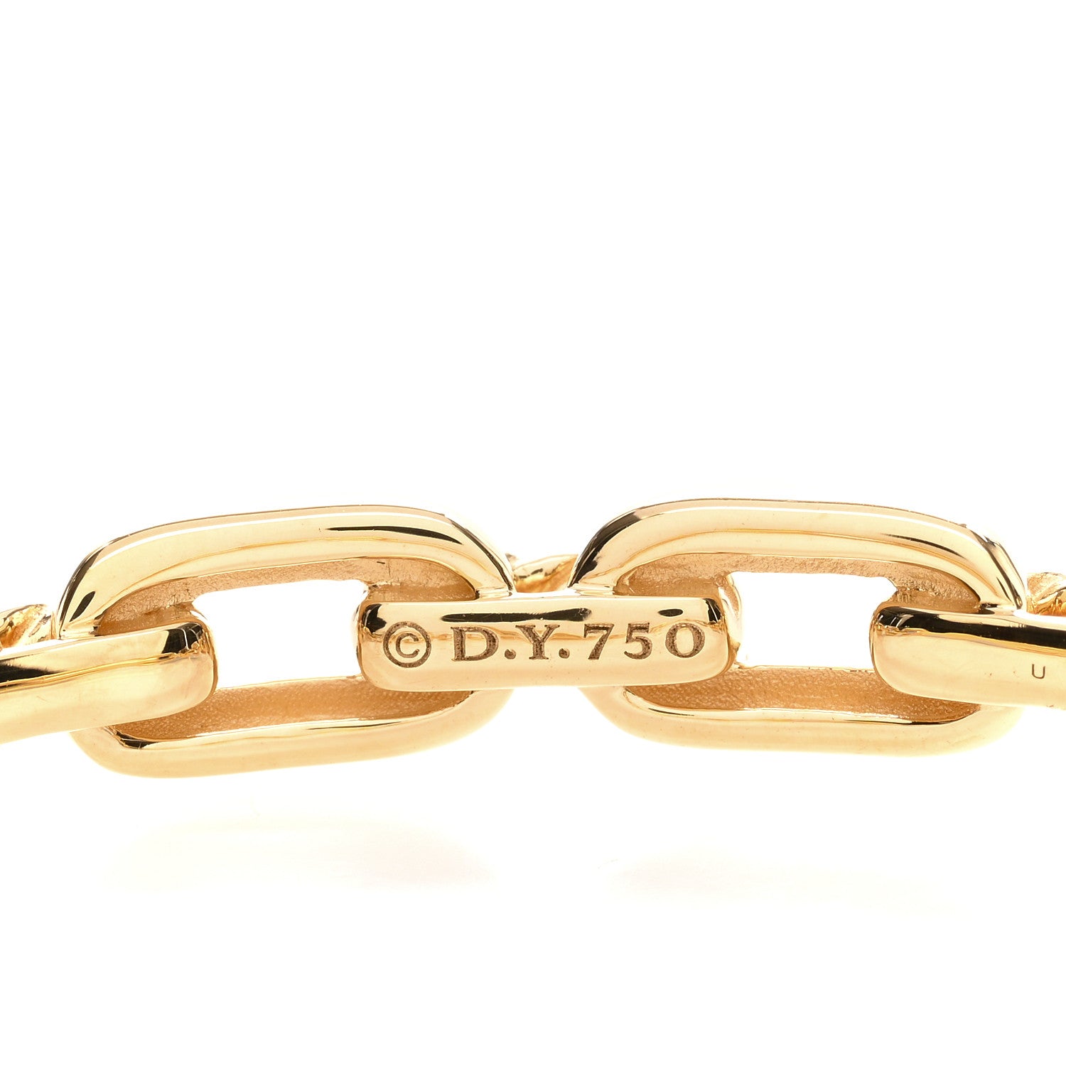 David Yurman 18K Yellow Gold Diamond 7mm Stax Chain Link Bracelet 3 of 3
