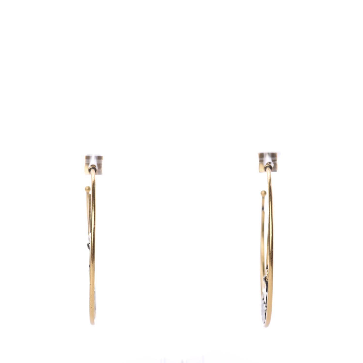 Christian Dior Metal Moon Star J'Adior Asymmetrical Hoop Earrings Gold Palladium 3 of 5
