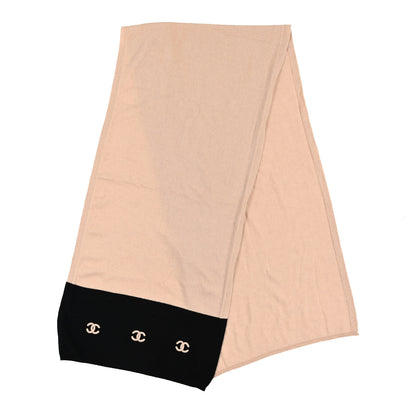 Chanel Cashmere CC Scarf Beige Black 2 of 3