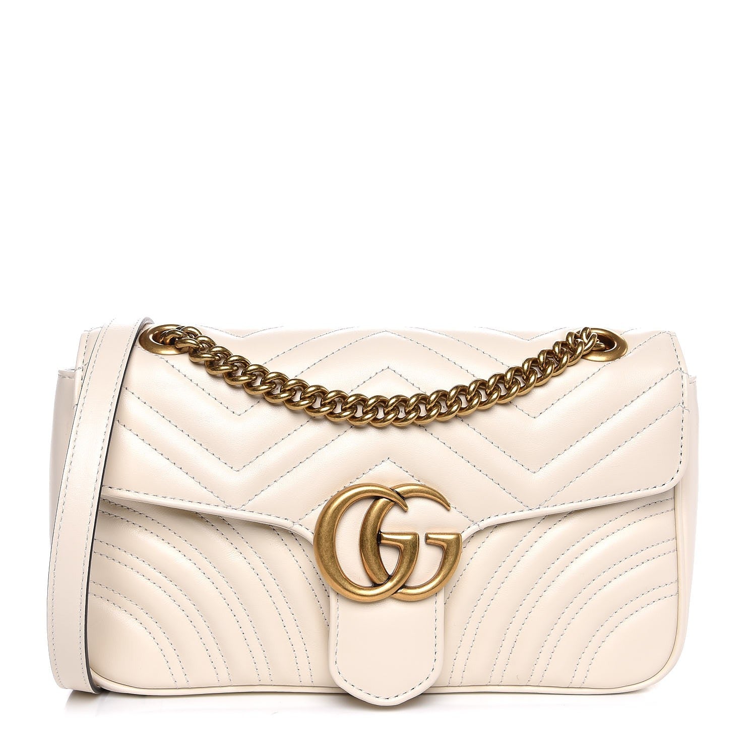 Gucci Calfskin Matelasse Small GG Marmont Shoulder Bag White 1 of 7