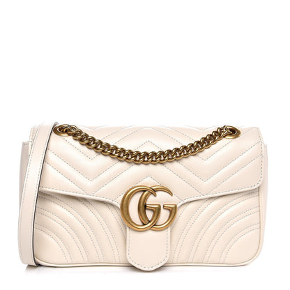 Gucci Calfskin Matelasse Small GG Marmont Shoulder Bag White 1 of 7