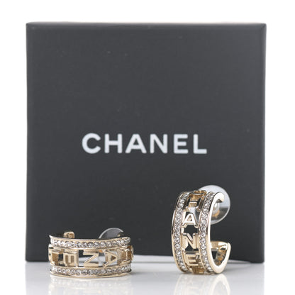 Chanel Metal Crystal Bow-tiful CC Hoop Earrings Gold 5 of 5