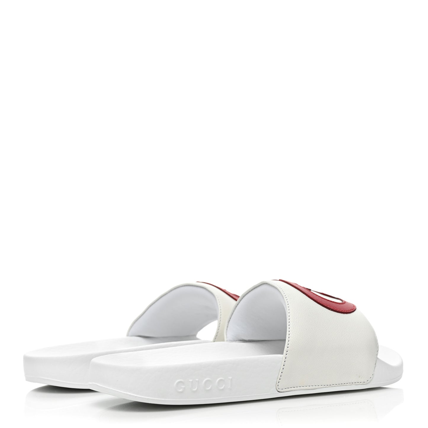 Nappa Miro Soft Calfskin Womens Interlocking G Slide Sandals 37 Great White Hibiscus Red