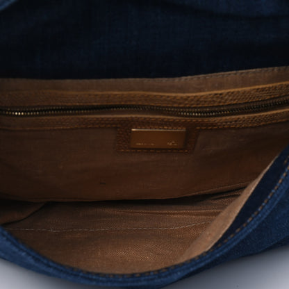 Fendi Denim Lizard Mama Baguette Blue 4 of 8