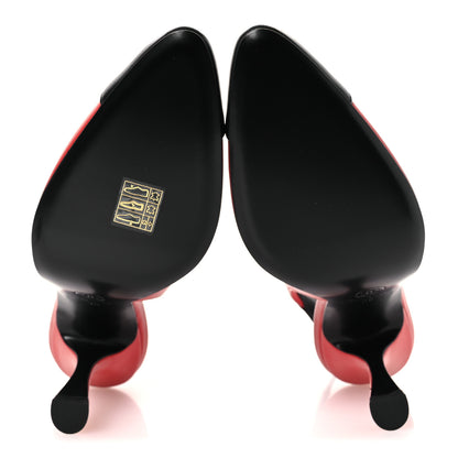 Chanel Lambskin Slingback Pumps 38 Red Black 7 of 11