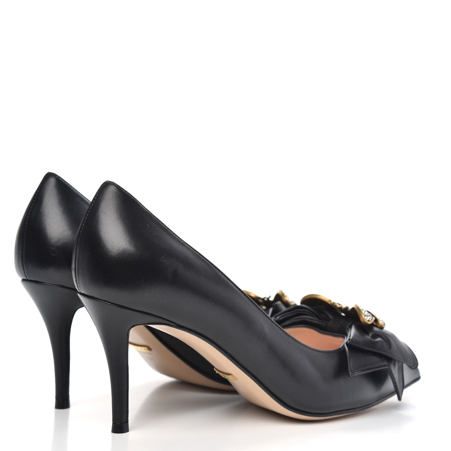 Gucci Nappa Queen Margaret Mid Heel Pumps 39 Black 4 of 9