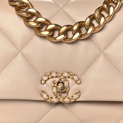 Chanel Lambskin Quilted Large Chanel 19 Flap Beige 8 of 12