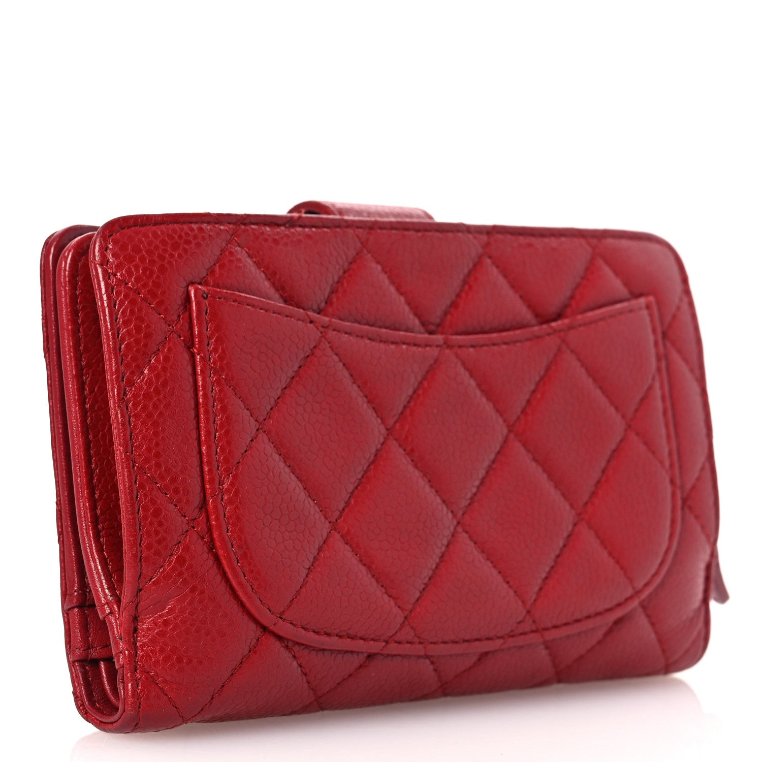 Chanel Caviar Quilted CC French Wallet Red 3 of 14