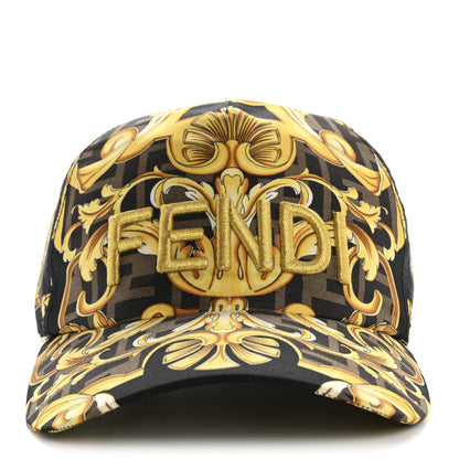 Fendi X VERSACE Silk FF Baroque Fendace Foulard Cap Gold 3 of 8