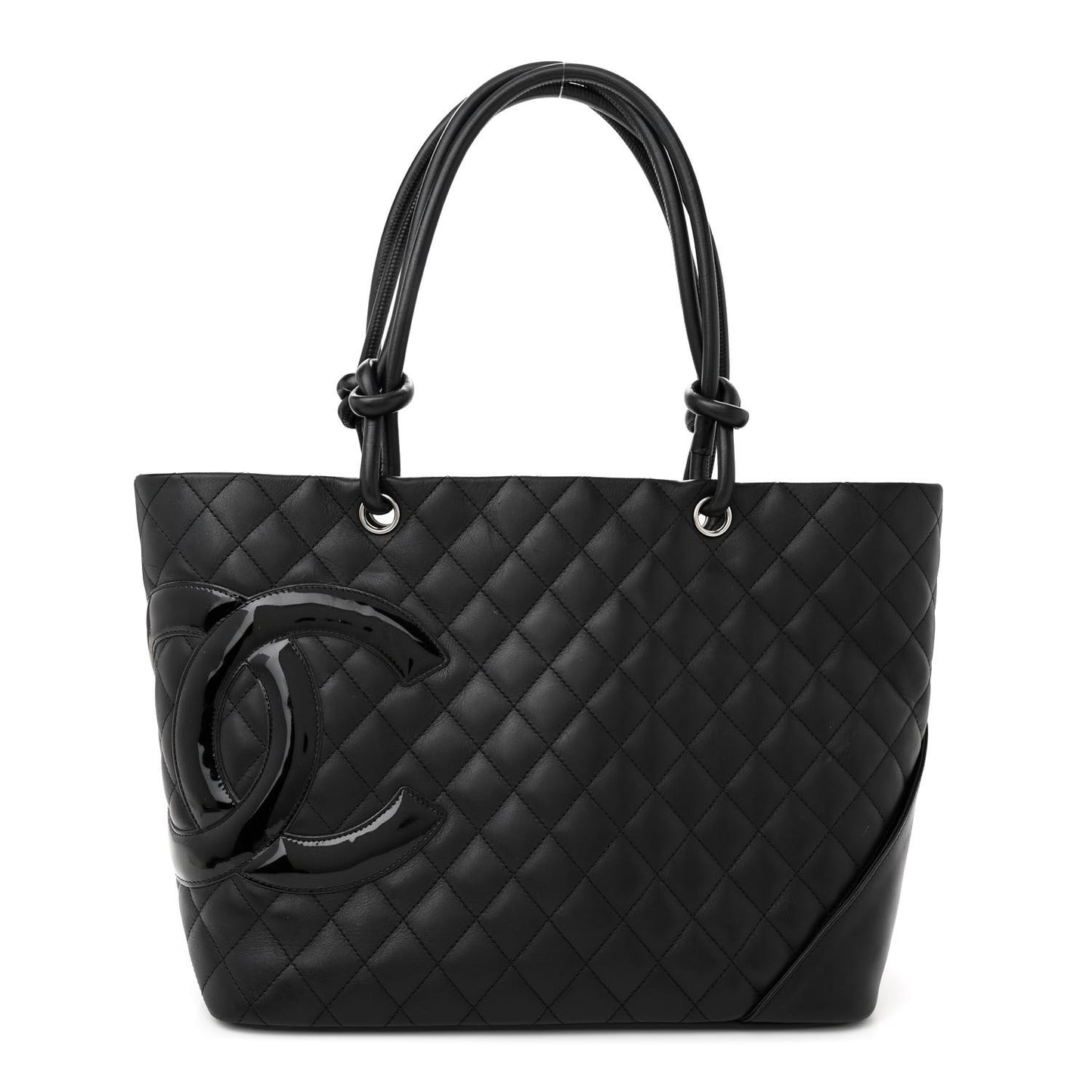Calfskin Quilted Large Cambon Tote Black