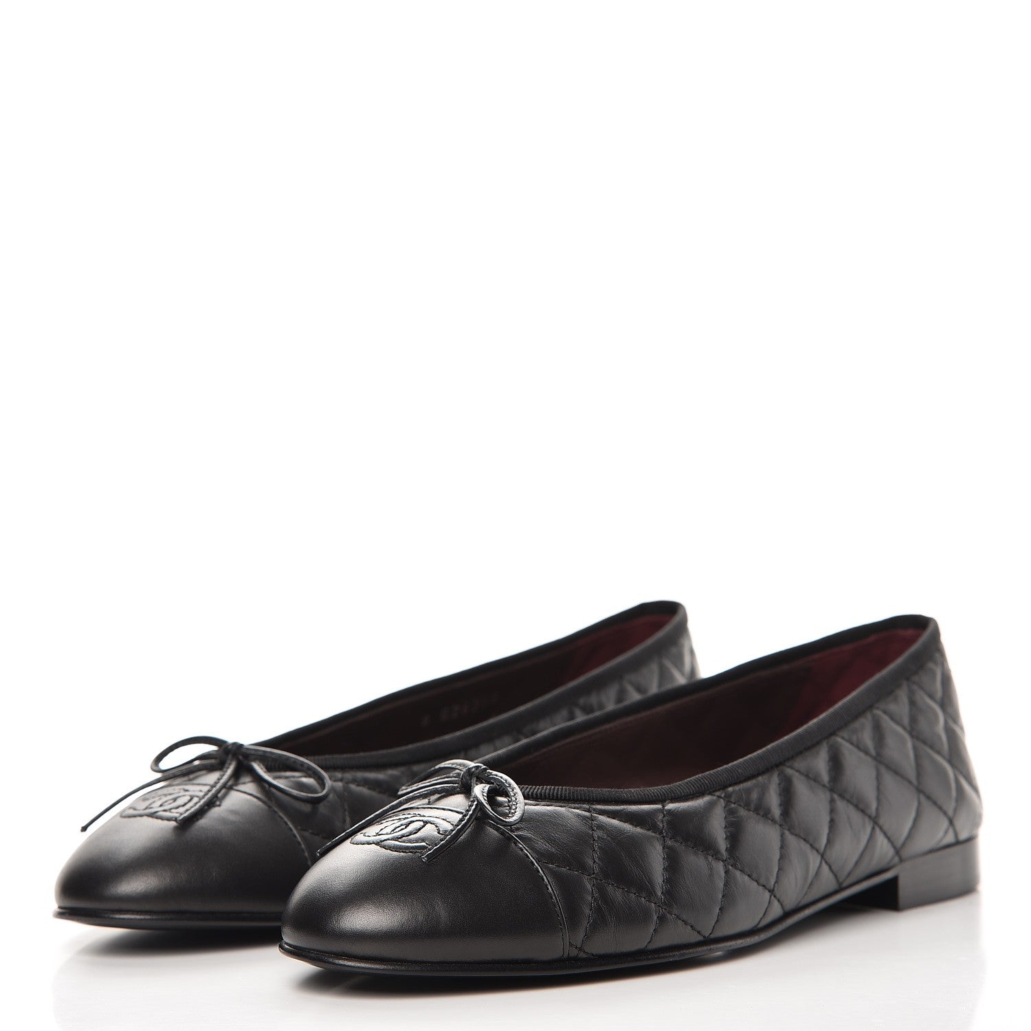 Chanel Aged Calfskin Quilted Cap Toe Ballerina Flats 40.5 Black 2 of 9