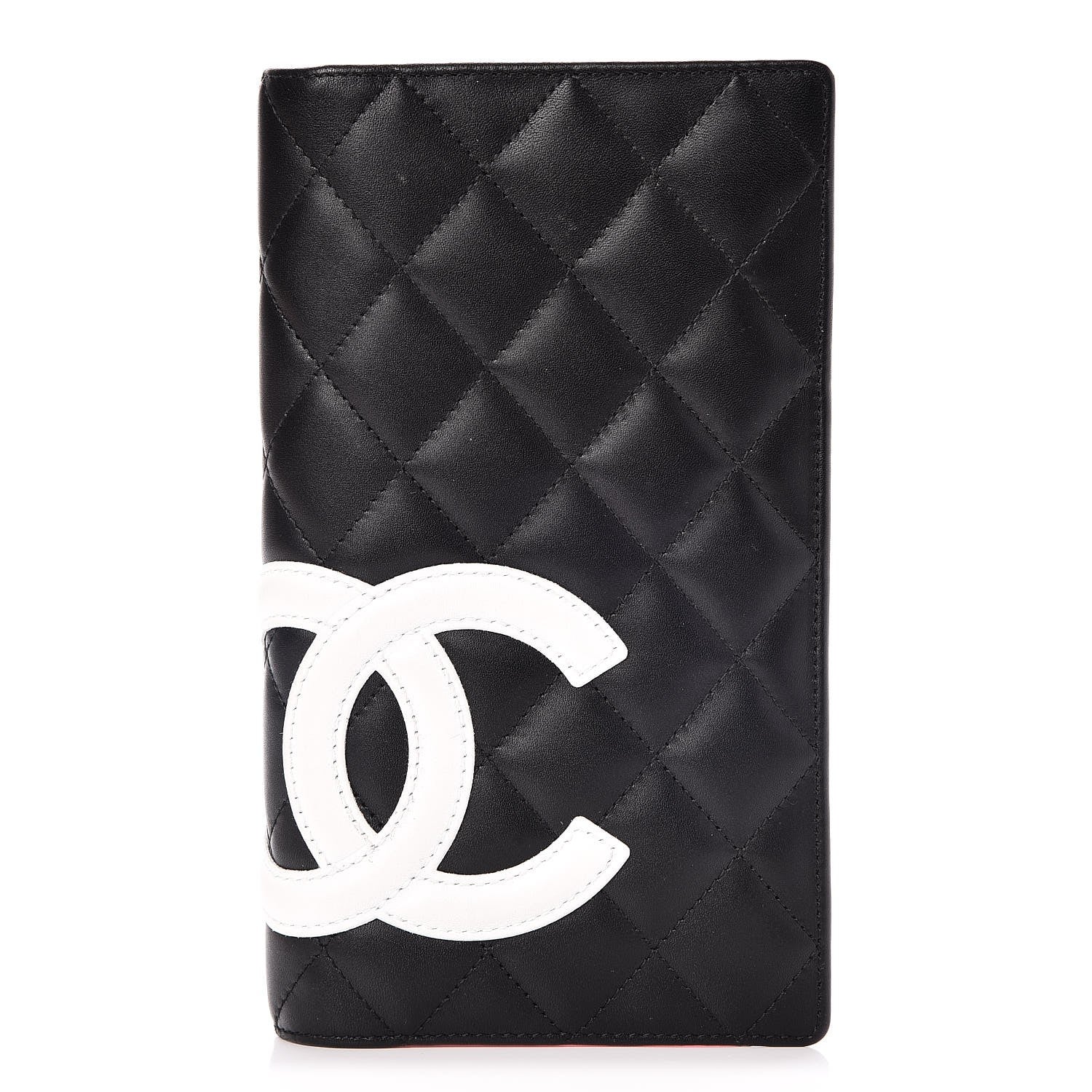 Chanel Calfskin Quilted Cambon Yen Wallet Black White 1 of 9