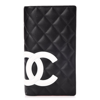 Chanel Calfskin Quilted Cambon Yen Wallet Black White 1 of 9