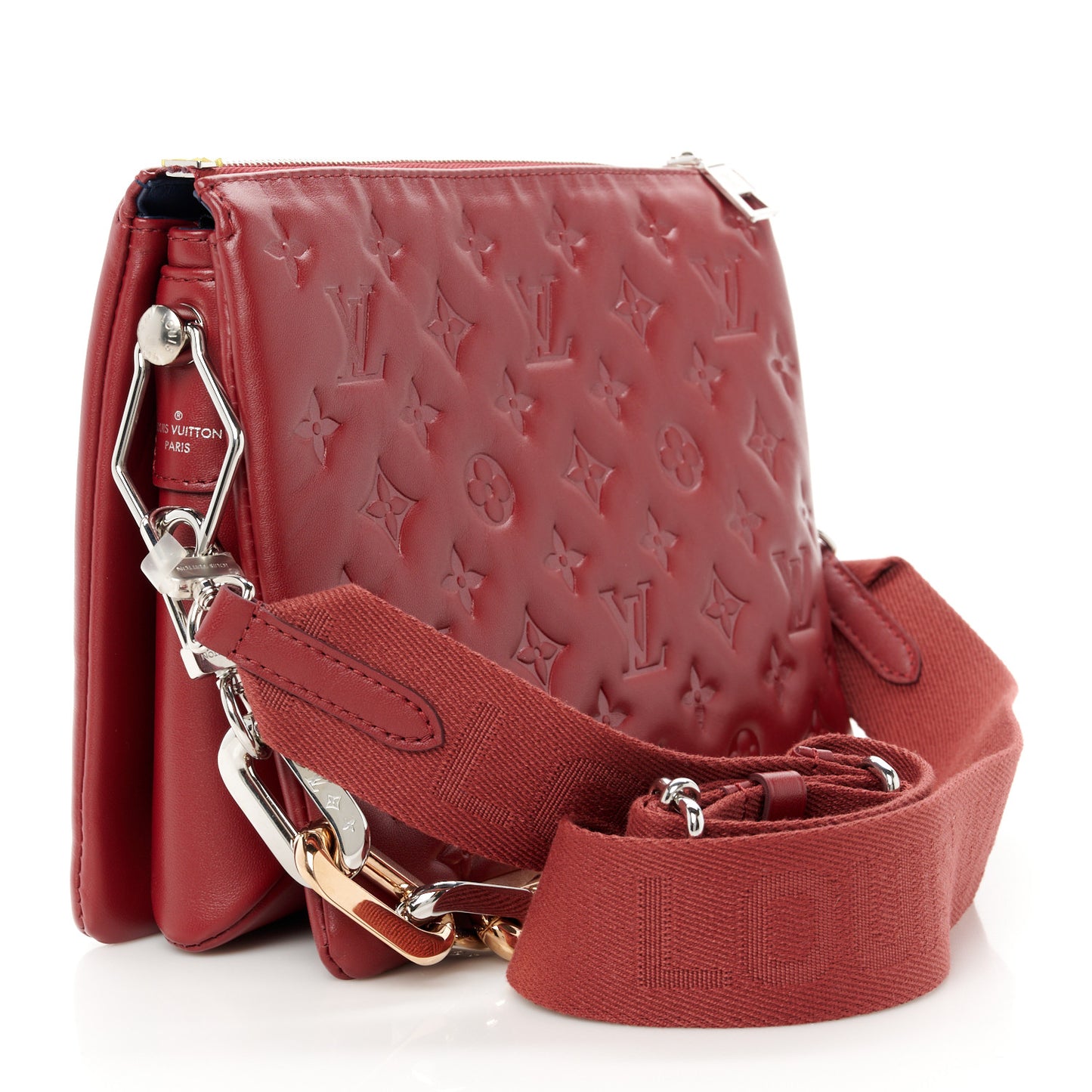 Lambskin Embossed Monogram Coussin PM Wine