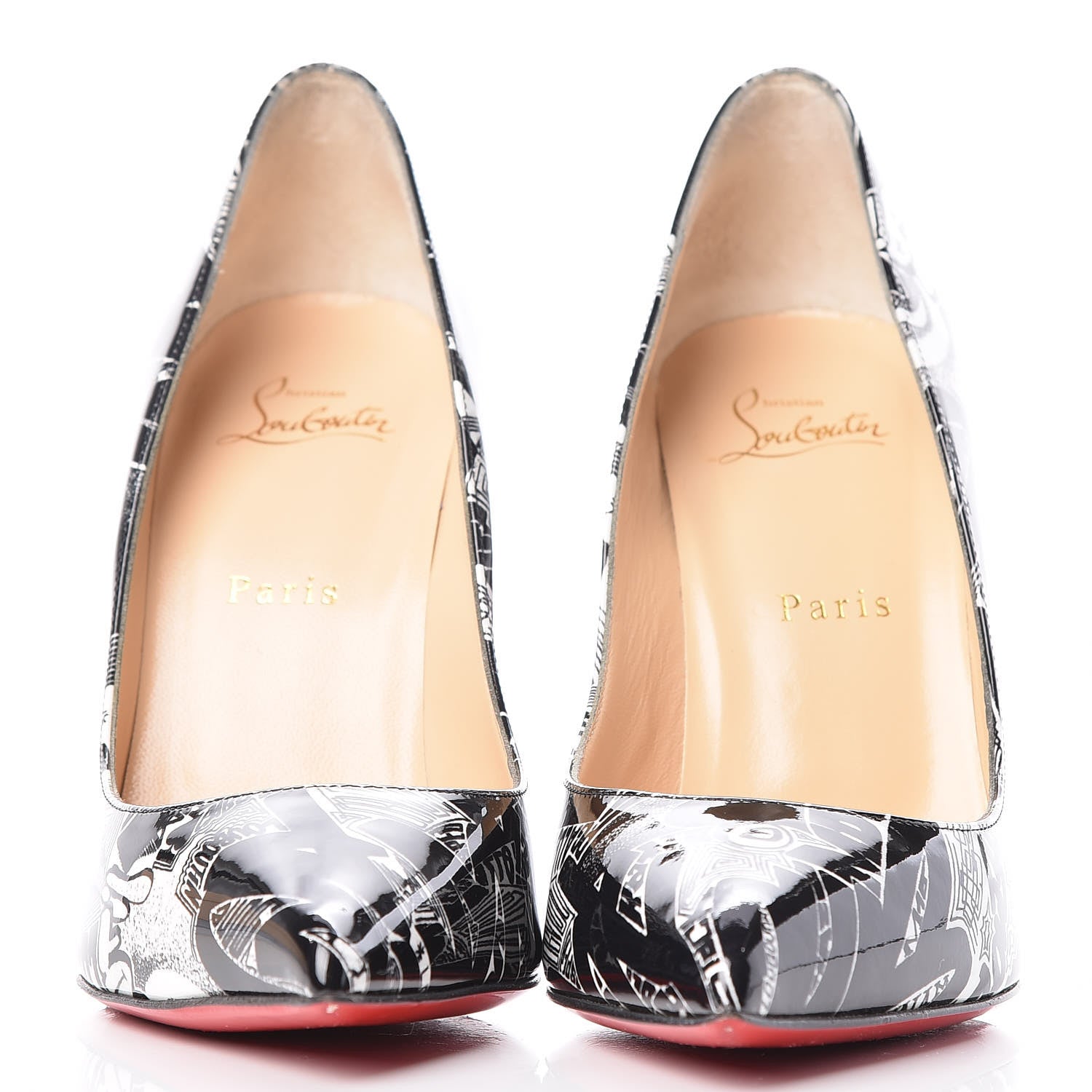 Christian Louboutin Patent Nicograf Pigalle Follies 100 Pumps 39 Black White 2 of 10