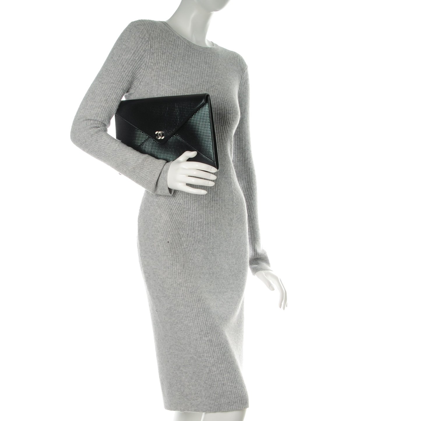 Metallic Lambskin Small Clutch Black
