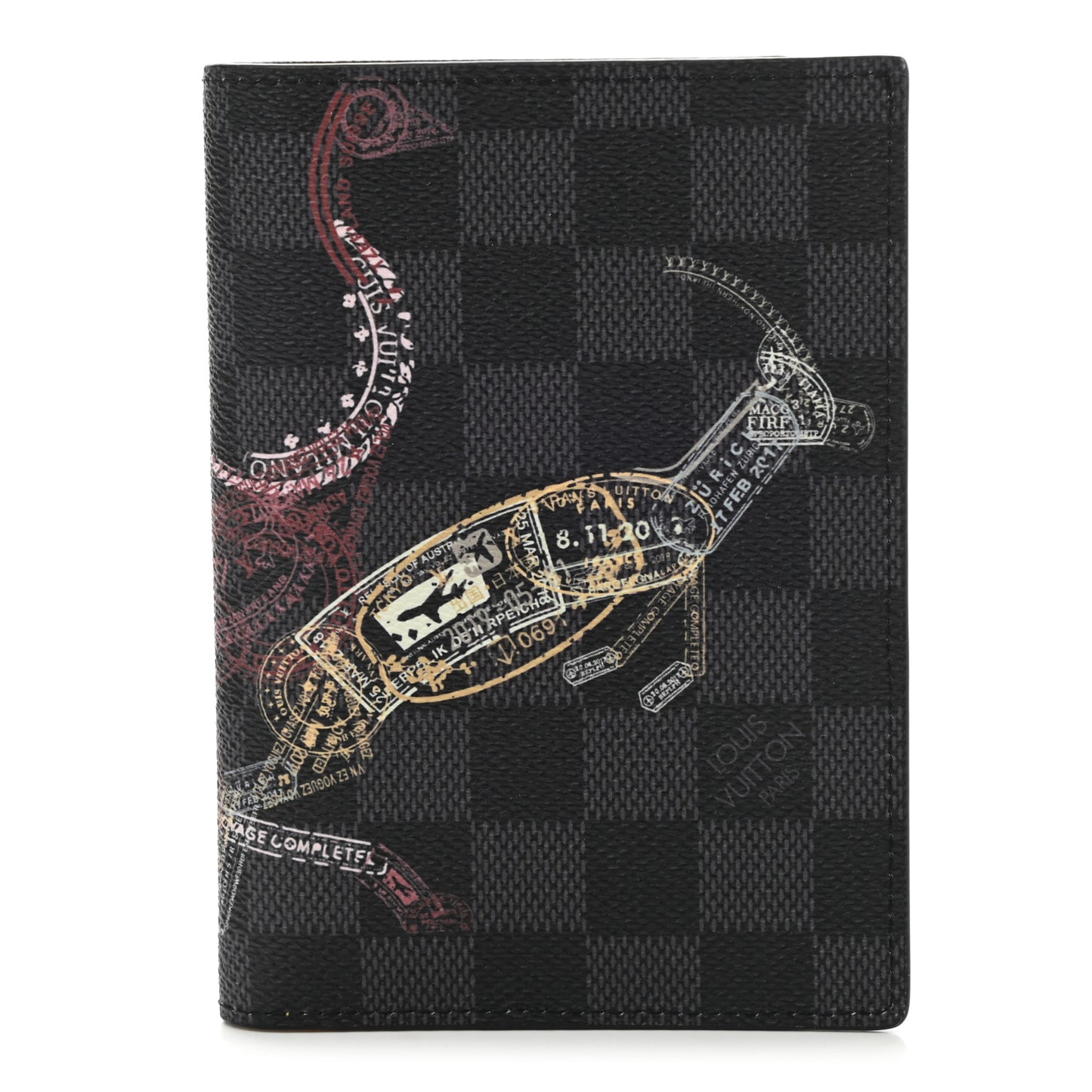 Damier Graphite Stamps Passport Cover Olive
