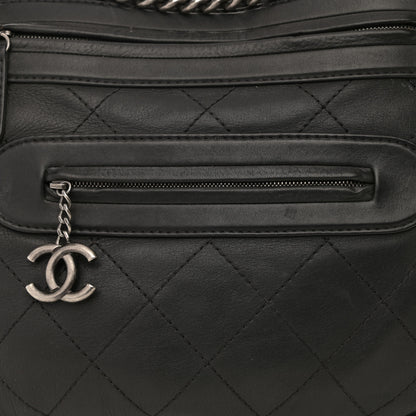 Chanel Calfskin Stitched Double Zip Hobo Black 8 of 14
