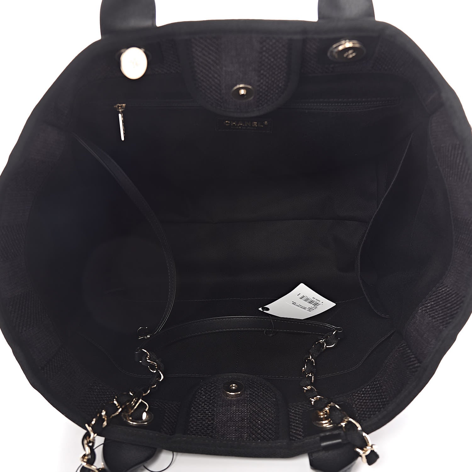 Chanel Mixed Fibers Calfskin Striped Medium Deauville Tote Black 6 of 12
