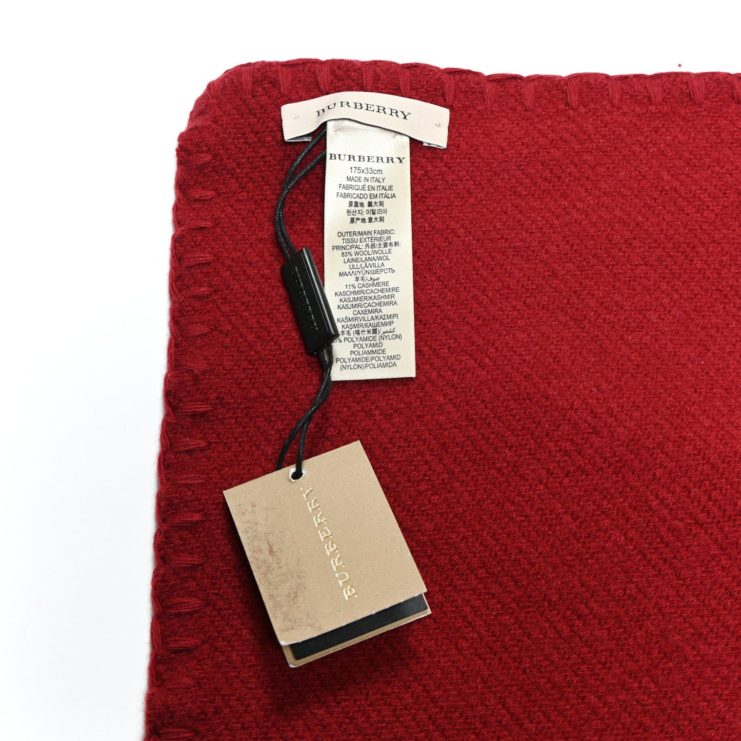 Wool Cashmere Felted Fringe Scarf Carmine Red