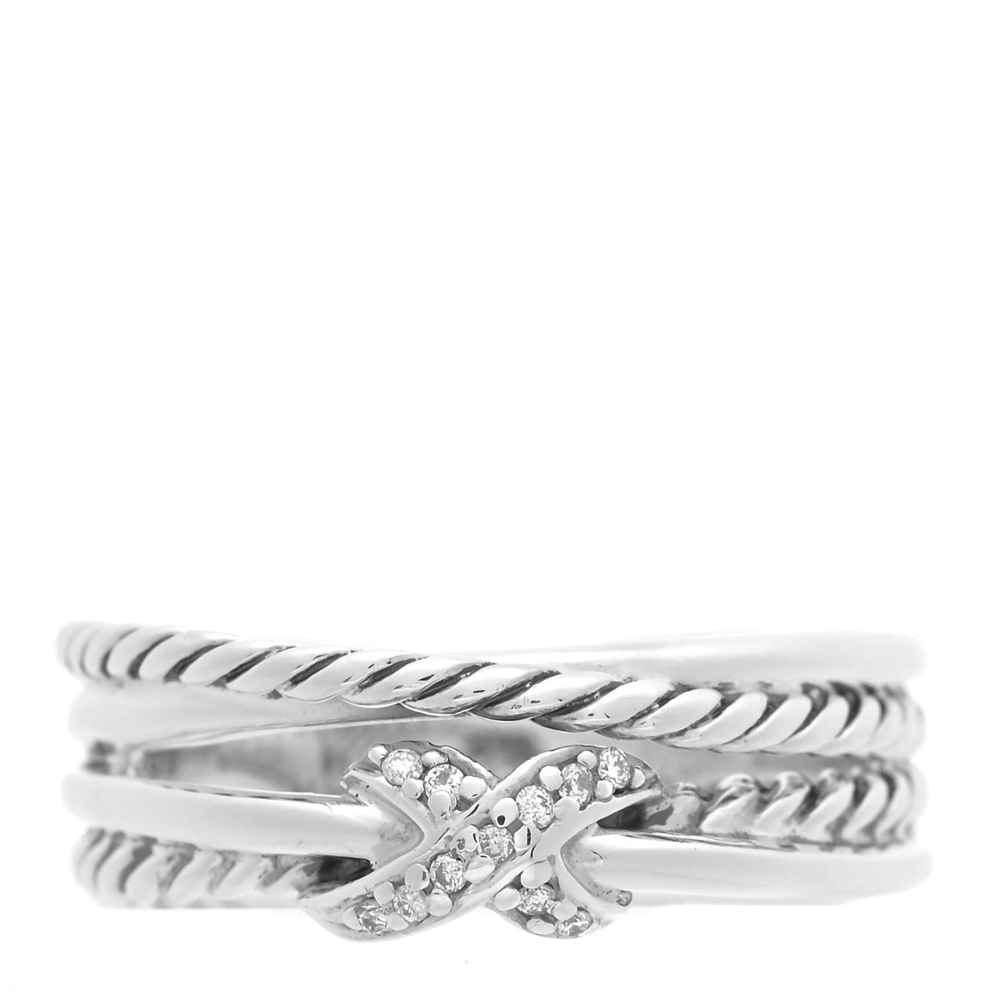 Sterling Silver Diamond X Crossover Ring 56 7.5