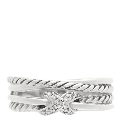David Yurman Sterling Silver Diamond X Crossover Ring 56 7.5 1 of 4