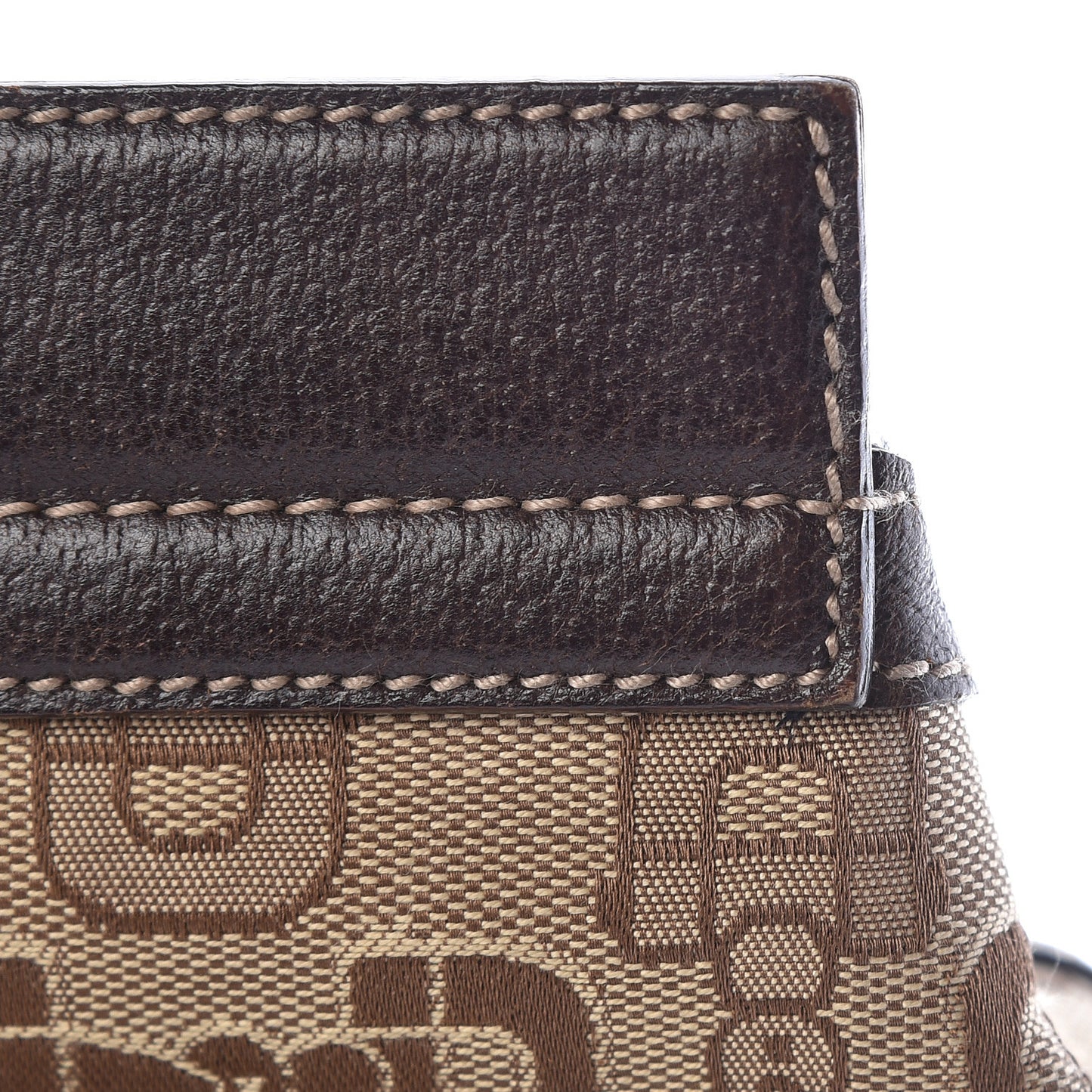 Horsebit Canvas Large Treasure Boston Tote Dark Brown