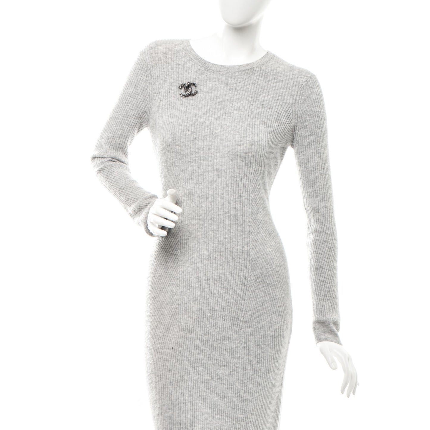 Crystal Ruthenium Braided CC Brooch