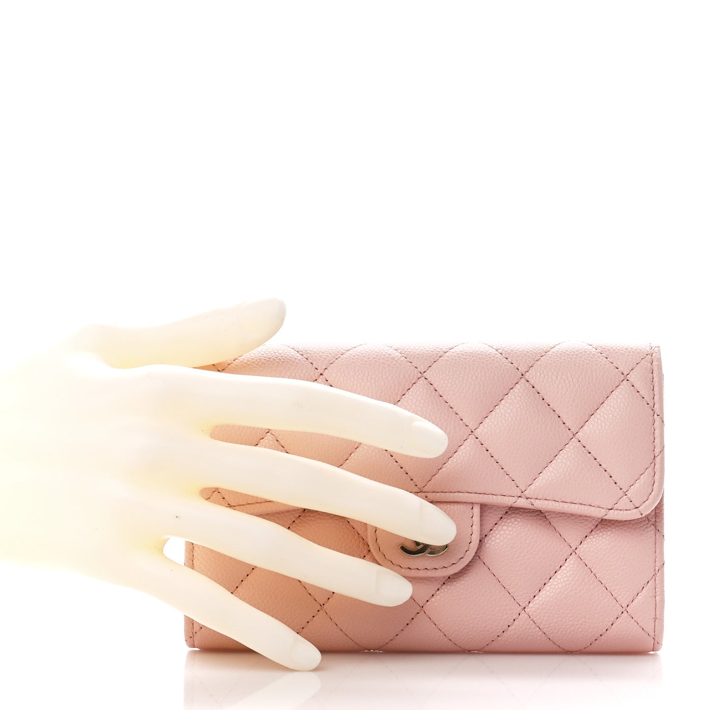 Caviar Quilted Medium Flap Wallet Light Pink