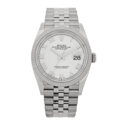 Rolex Stainless Steel 18K White Gold 36mm Oyster Perpetual Datejust Watch White Roman 126234 1 of 4