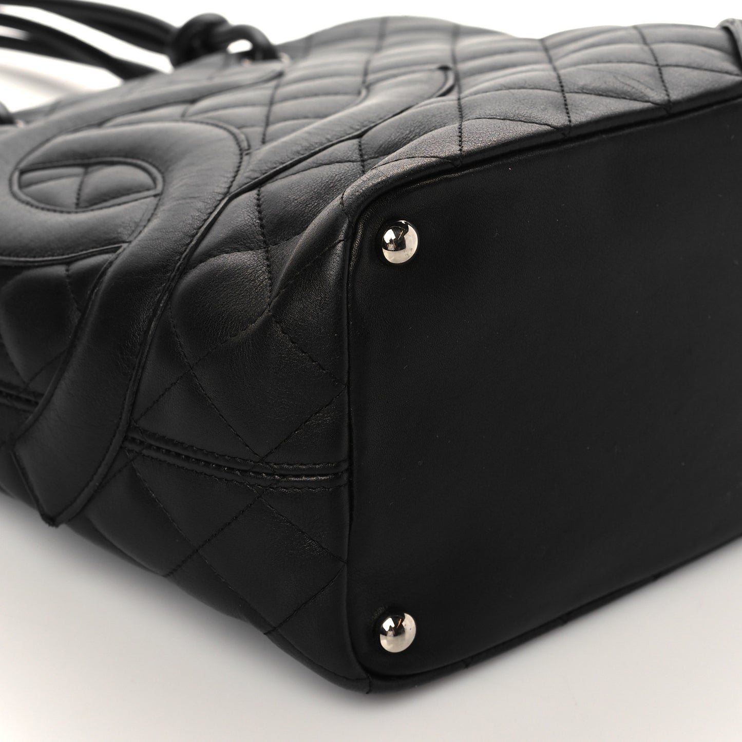 Calfskin Quilted Medium Cambon Tote Black