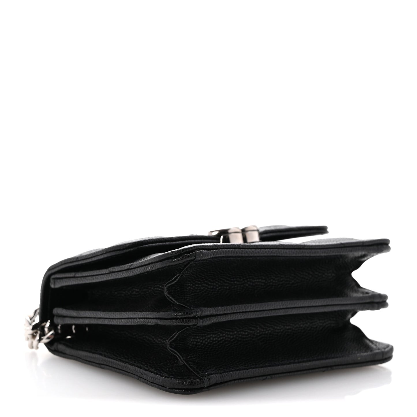Caviar Quilted Pick Me Up Clutch With Chain Black