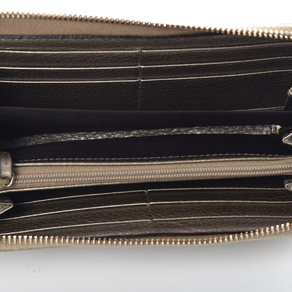 Gucci Metallic Pebbled Calfskin Soho Zip Around Wallet Golden Beige 5 of 9