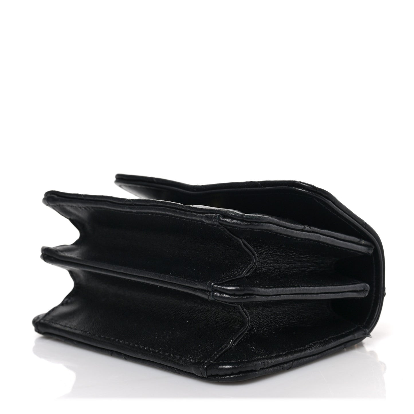 Lambskin Quilted Chain Top Handle Clutch With Chain Black
