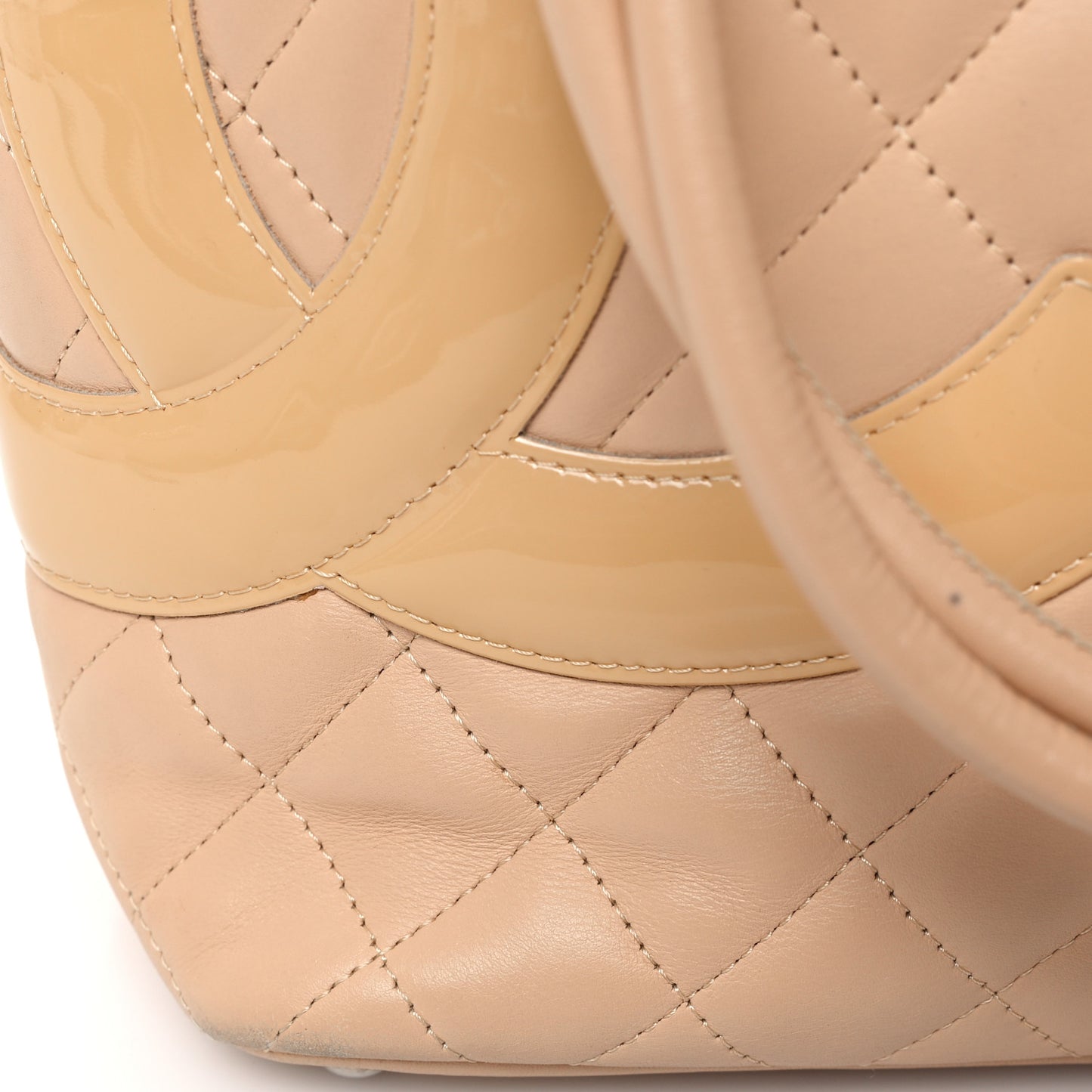 Calfskin Quilted Medium Cambon Tote Beige
