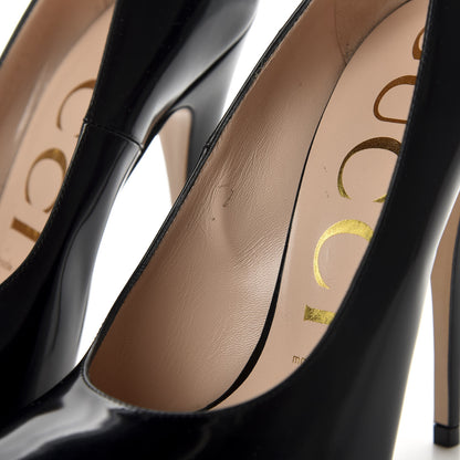 Gucci Polished Calfskin Regent Pumps 36.5 Black 10 of 11