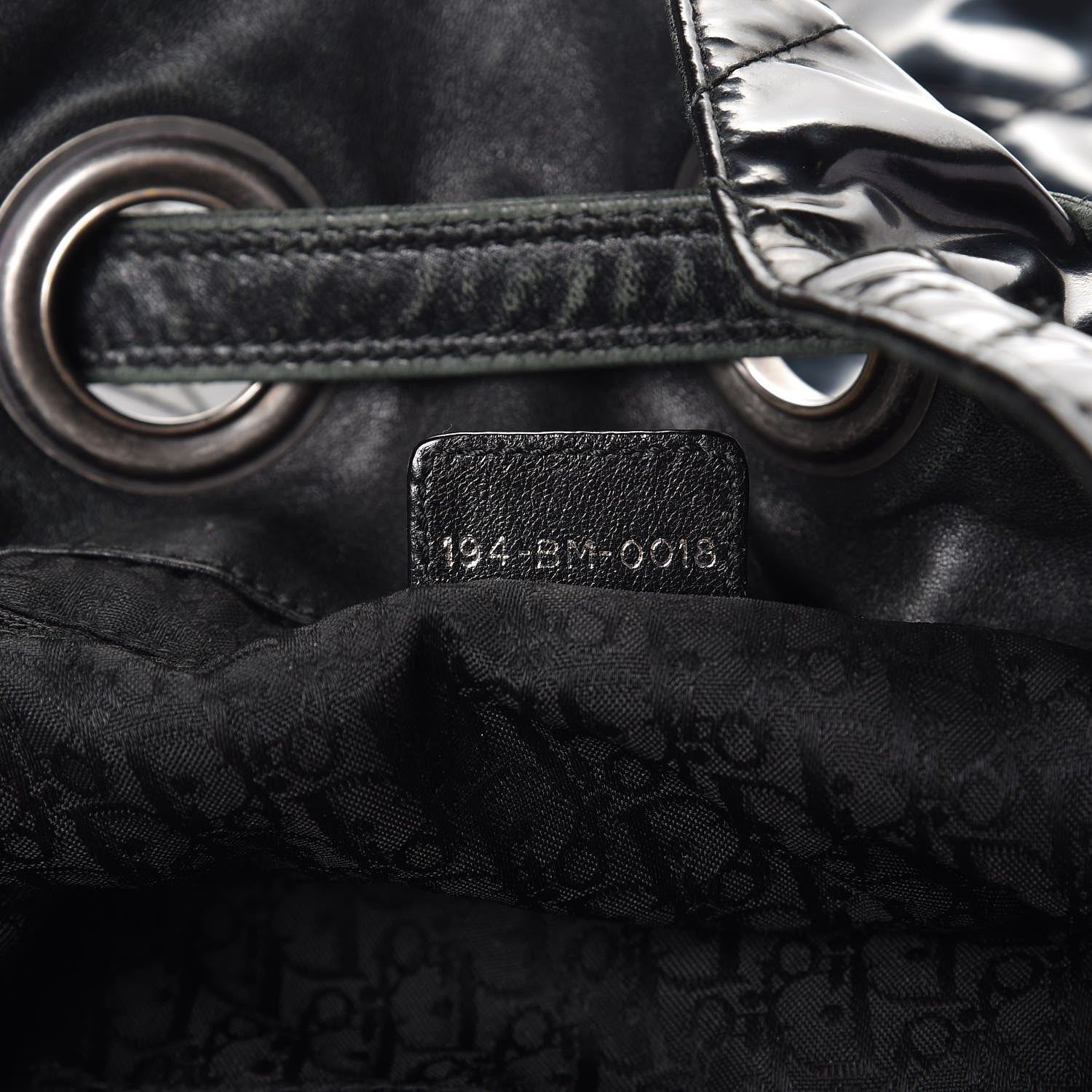 Christian Dior Vinyl Cannage Drawstring Tote Black 7 of 13